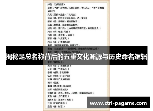 揭秘足总名称背后的五重文化渊源与历史命名逻辑 揭秘足总名称背后的五重文化渊源与历史命名逻辑
